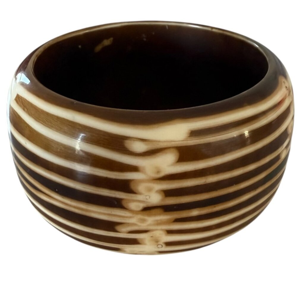 Monies Chunky Animal Print Bangle Bracelet statement unsigned Brown